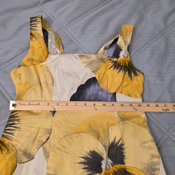 Leifsdottir Bellis Brushstroke Mini Dress Sz 6 Yellow Floral Ruffle Romanticcore - Picture 7 of 11